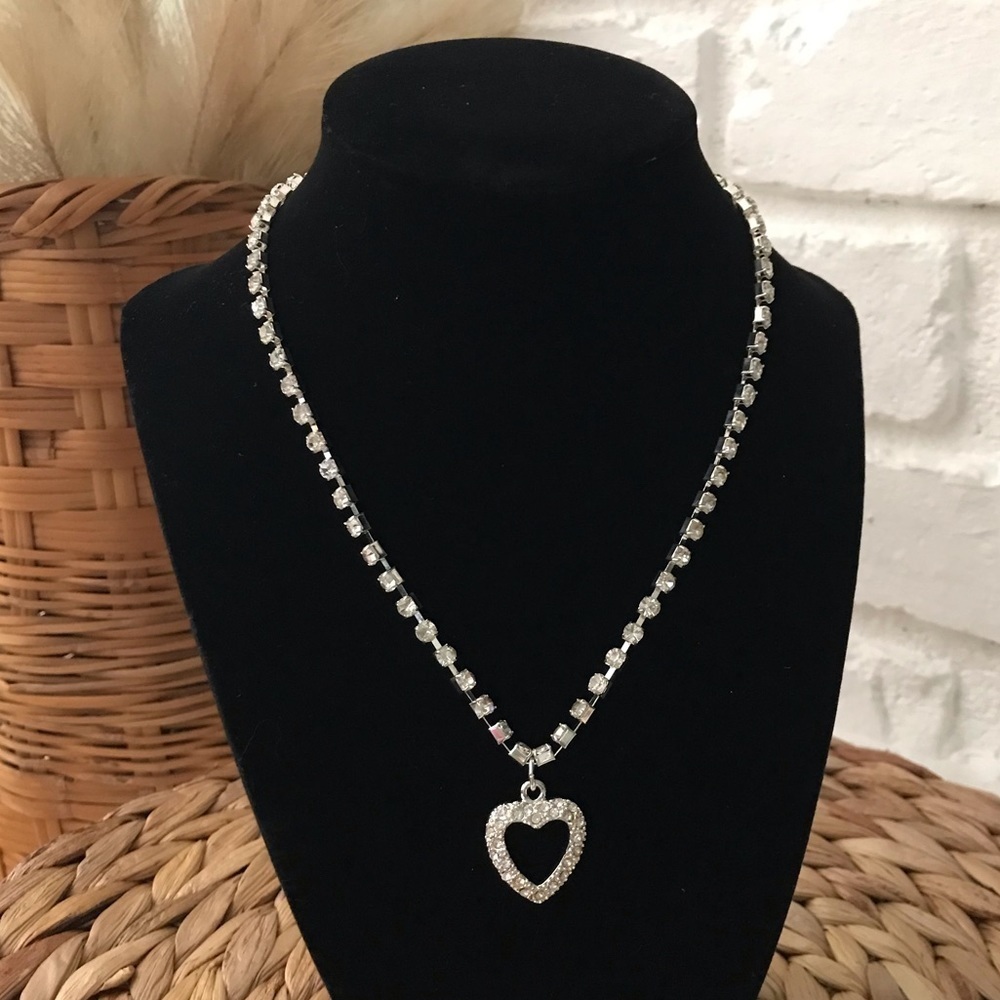 Vintage Rhinestone Heart Necklace